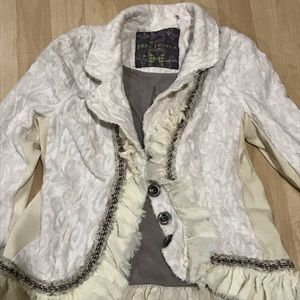 Free People Blazer Women’s Jacket Beige Ruffles